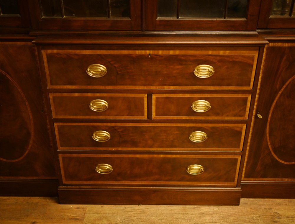 Mahogany Breakfront Bookcase Sheraton Secretaire Antique View III