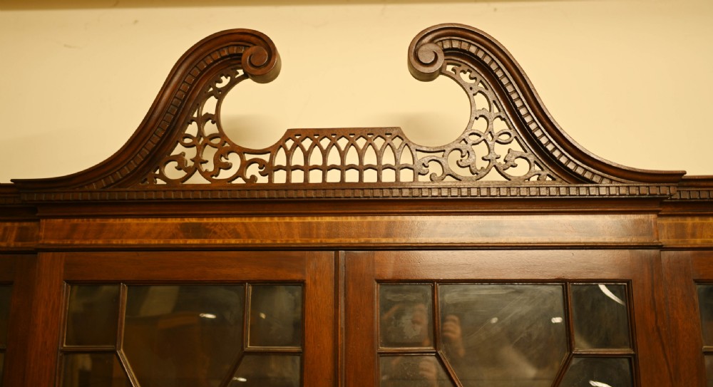 Mahogany Breakfront Bookcase Sheraton Secretaire Antique View V