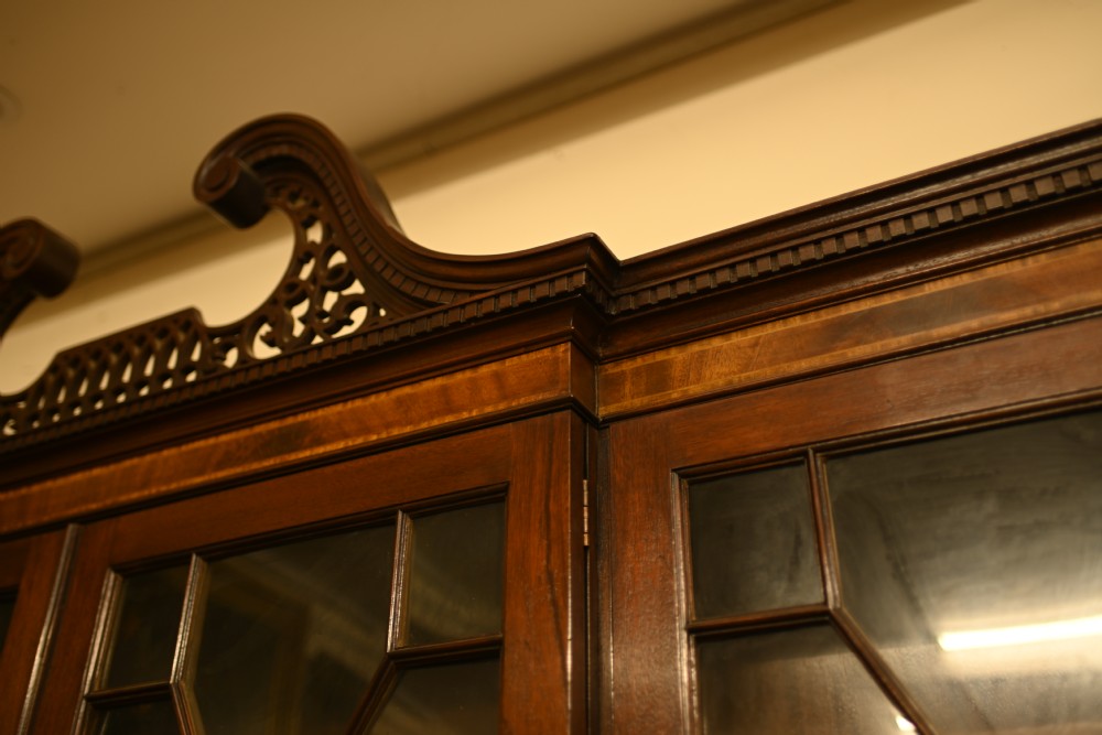 Mahogany Breakfront Bookcase Sheraton Secretaire Antique View VIII