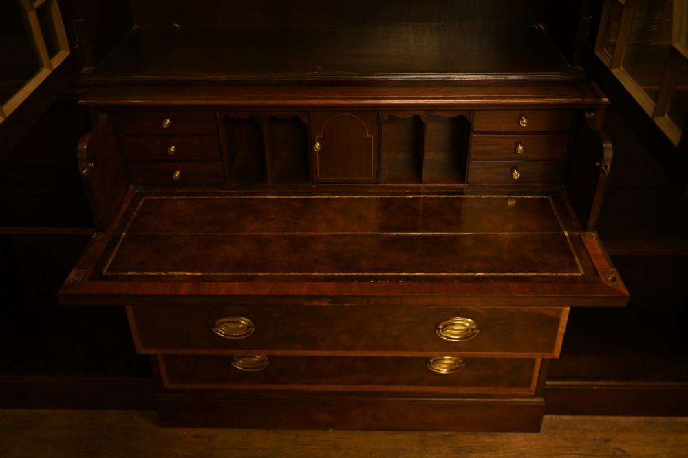 Mahogany Breakfront Bookcase Sheraton Secretaire Antique View IX