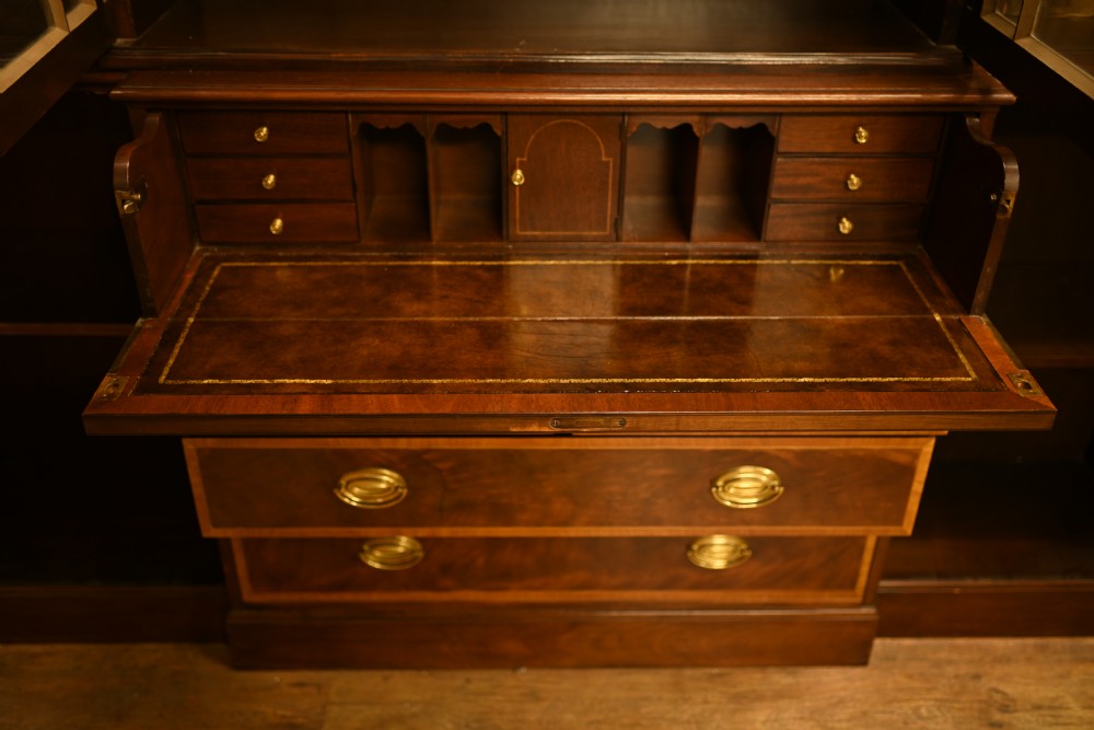 Mahogany Breakfront Bookcase Sheraton Secretaire Antique View XI