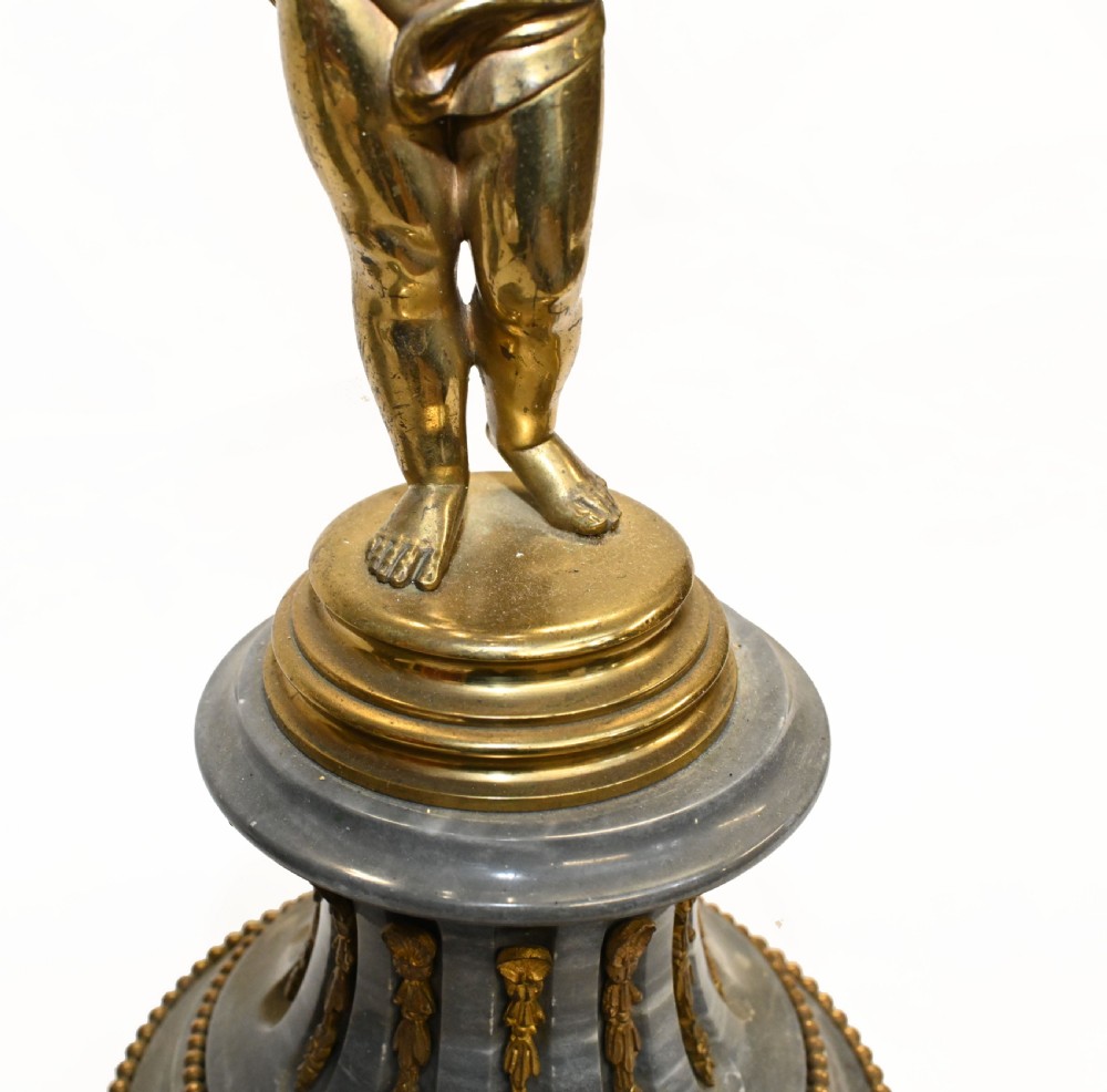 Pair Antique Cherub Candelabras French Ormolu 1885 View III