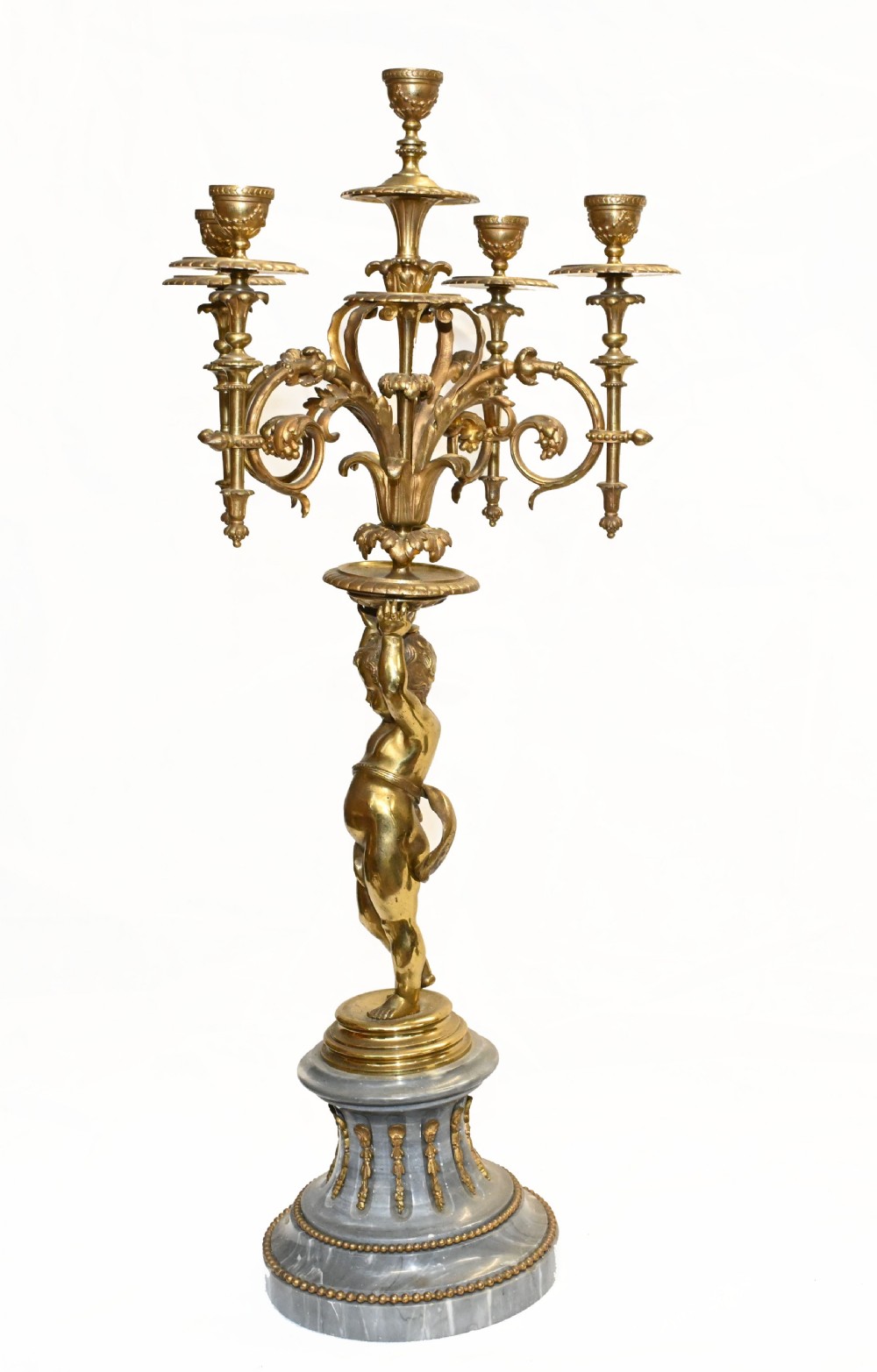 Pair Antique Cherub Candelabras French Ormolu 1885 View VII