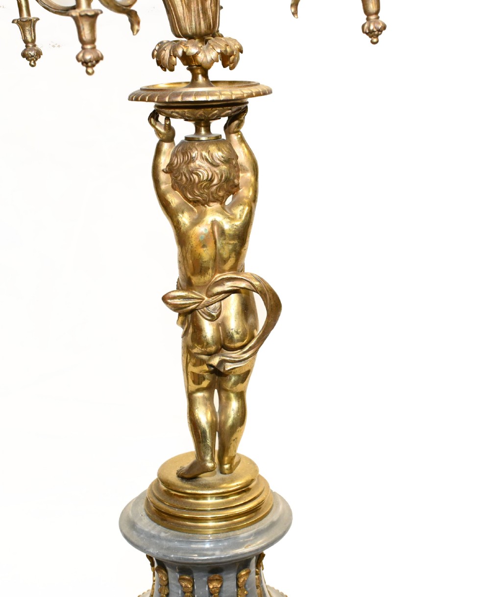 Pair Antique Cherub Candelabras French Ormolu 1885 View X