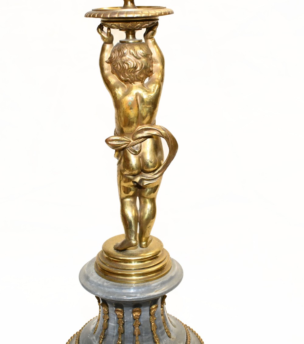 Pair Antique Cherub Candelabras French Ormolu 1885 View XI