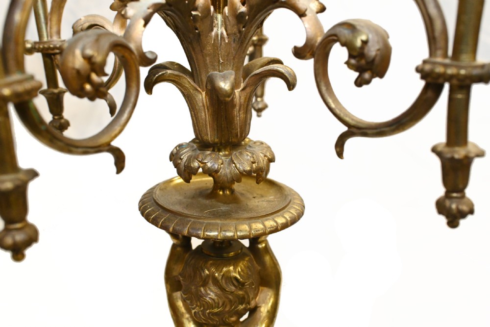 Pair Antique Cherub Candelabras French Ormolu 1885 View XIII