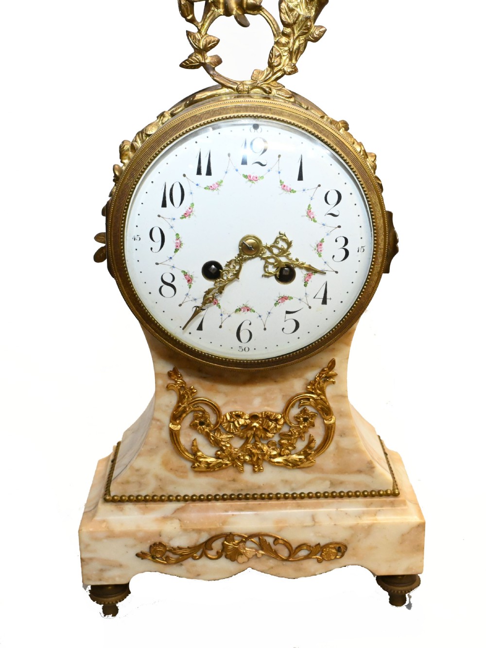 French Mantle Clock Set Garniture Marble 1880 View II