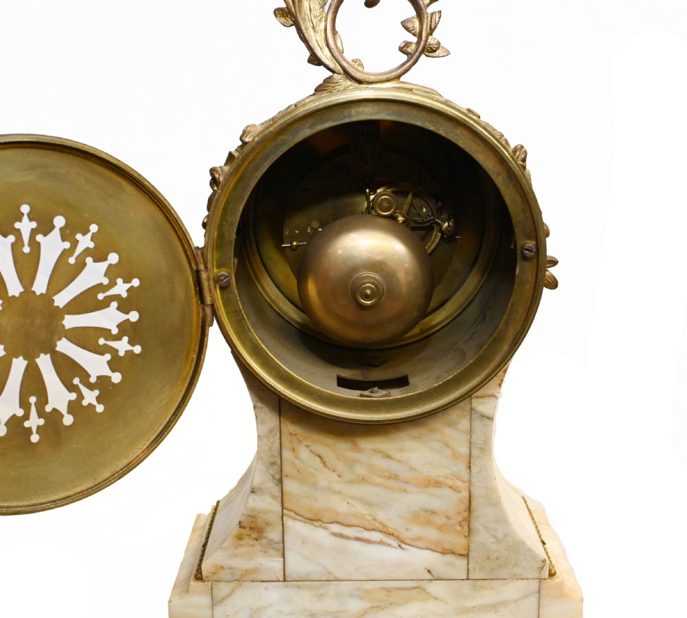 French Mantle Clock Set Garniture Marble 1880 View XIII
