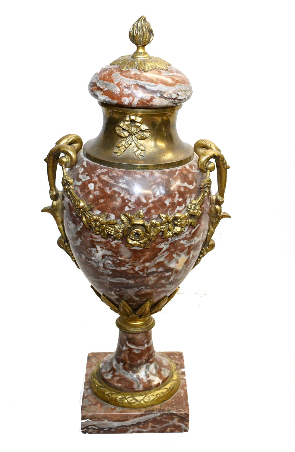 Pair Marble Cassolettes Antique French Marble Urns 1890 View II
