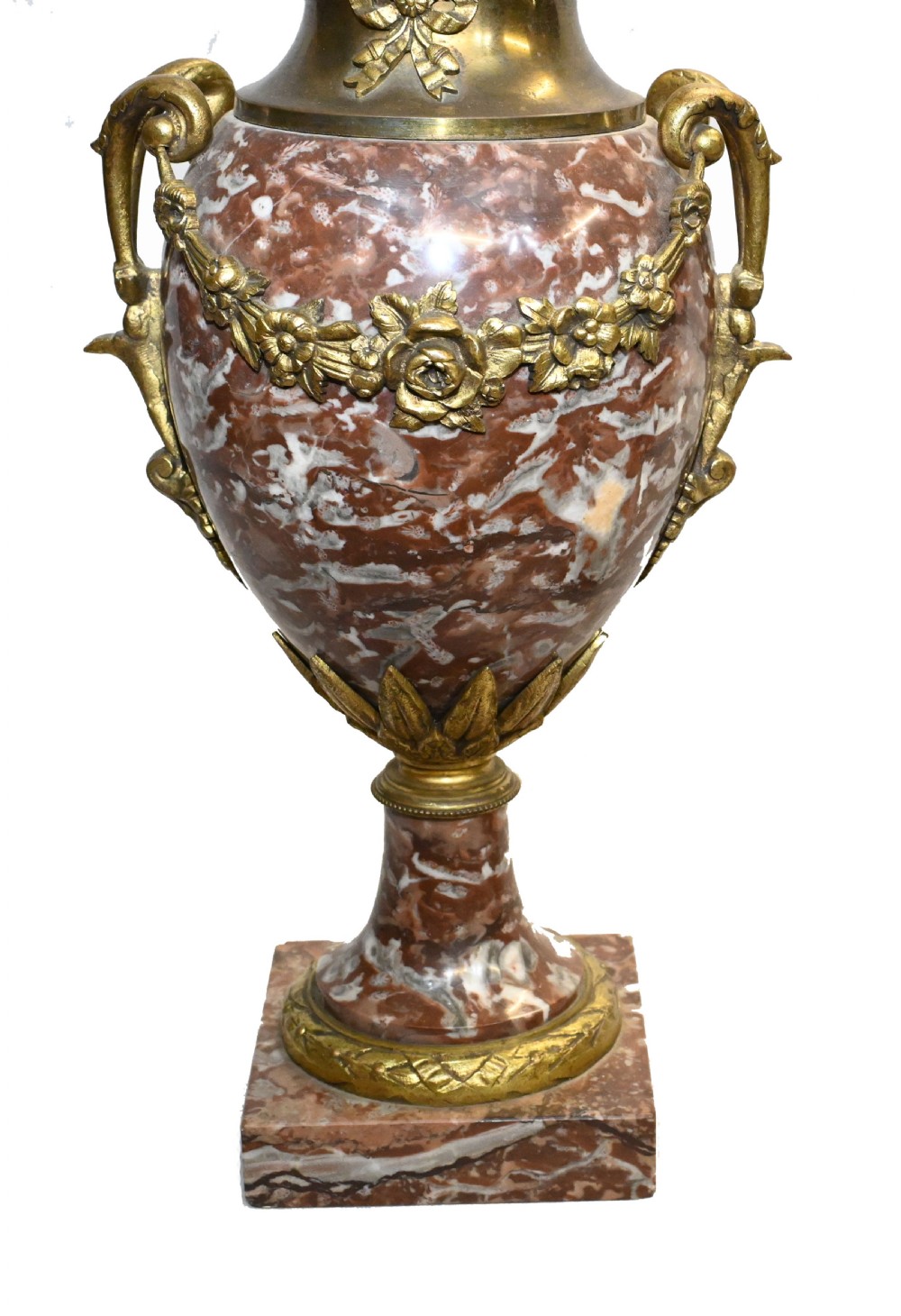 Pair Marble Cassolettes Antique French Marble Urns 1890 View III