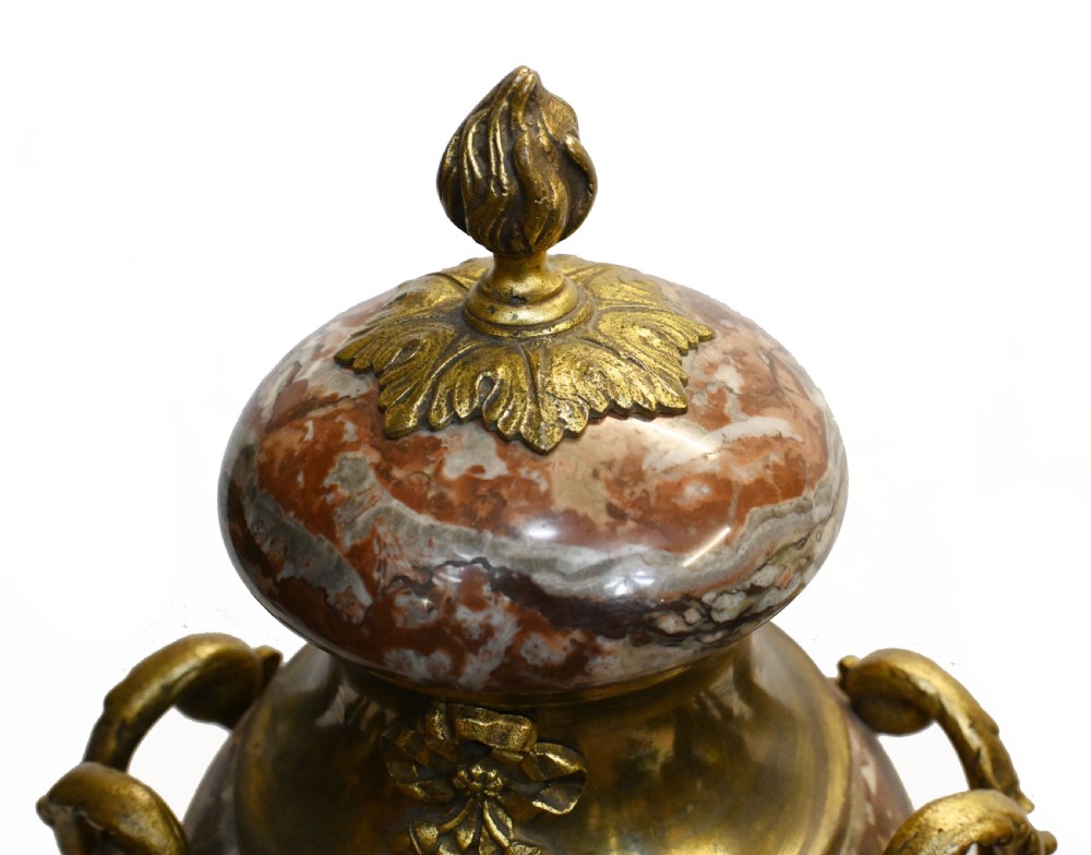 Pair Marble Cassolettes Antique French Marble Urns 1890 View IV
