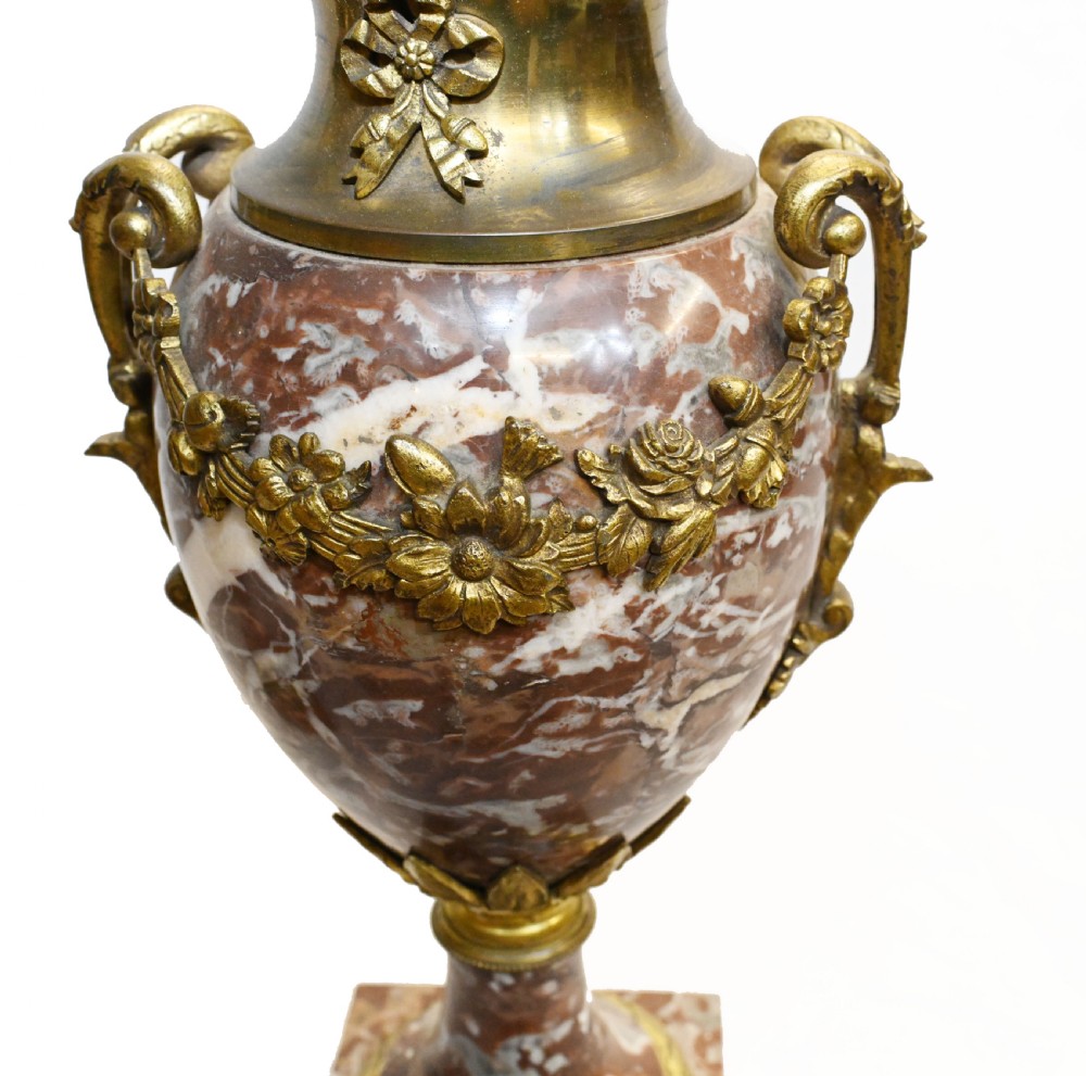 Pair Marble Cassolettes Antique French Marble Urns 1890 View VI