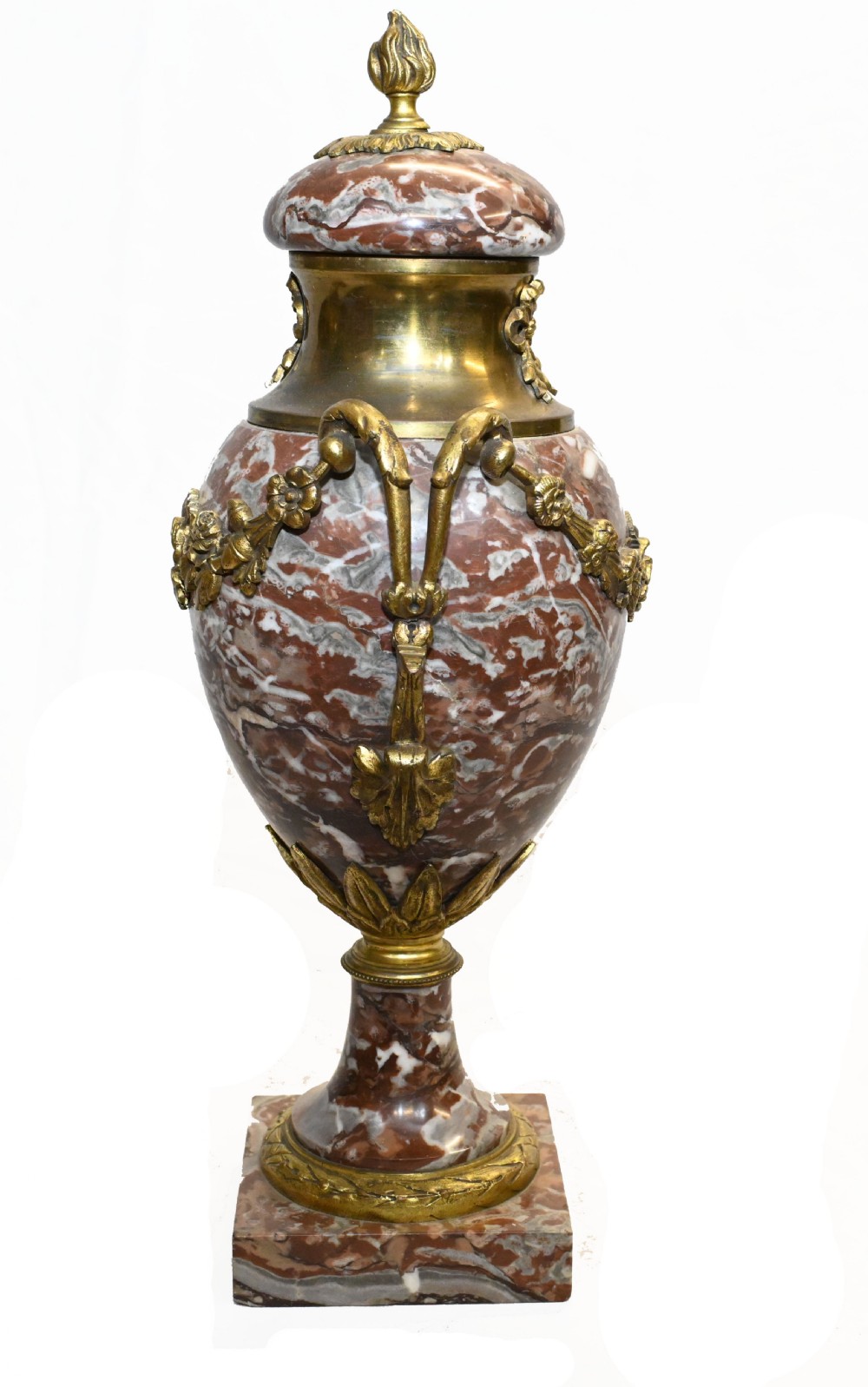 Pair Marble Cassolettes Antique French Marble Urns 1890 View VIII