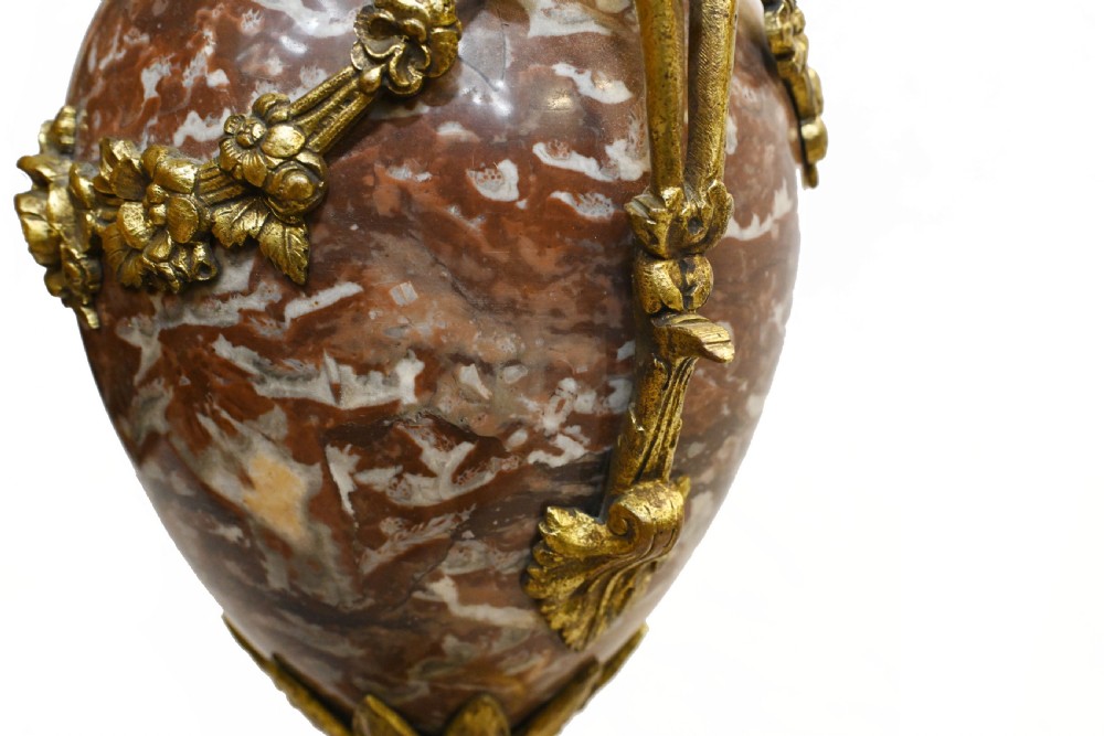 Pair Marble Cassolettes Antique French Marble Urns 1890 View X