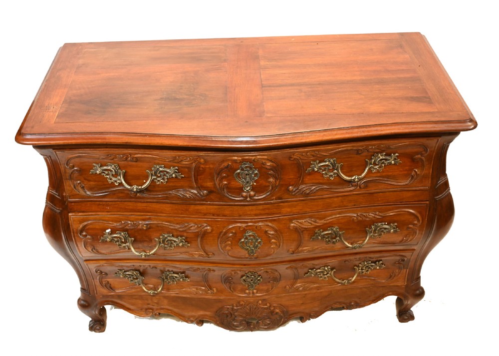 Antique French Commode Country Bombe Chest Drawers 1900 View V