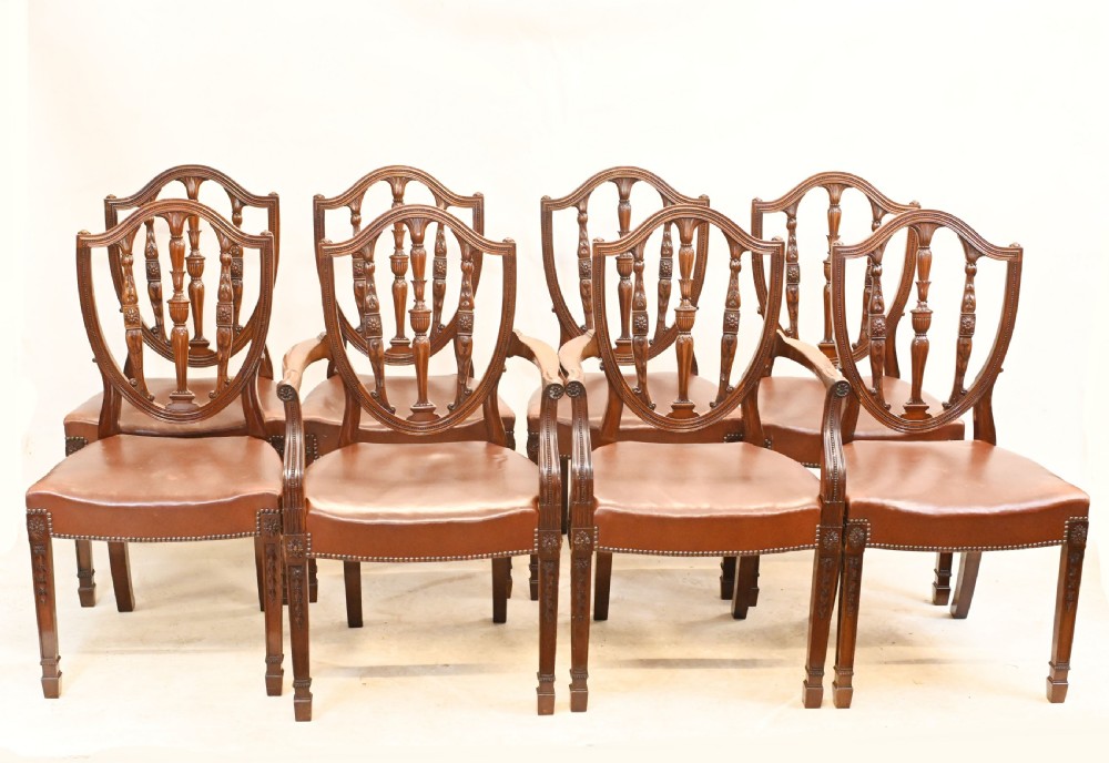 Set Hepplewhite Dining Chairs Antique Mahogany 1880