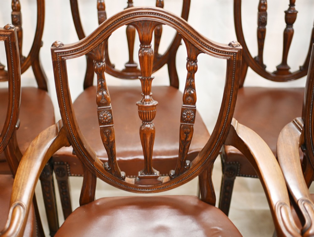 Set Hepplewhite Dining Chairs Antique Mahogany 1880 View II