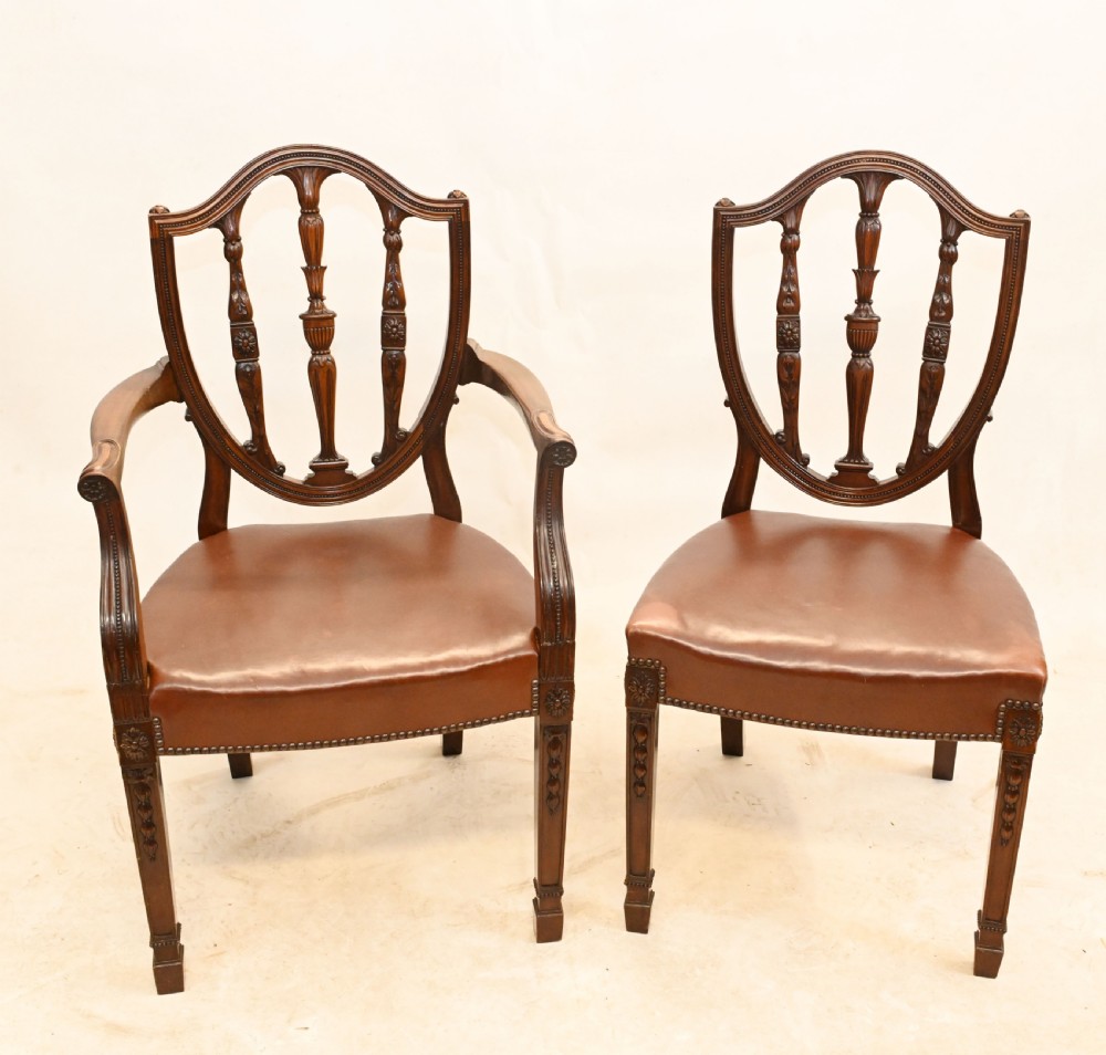 Set Hepplewhite Dining Chairs Antique Mahogany 1880 View IV
