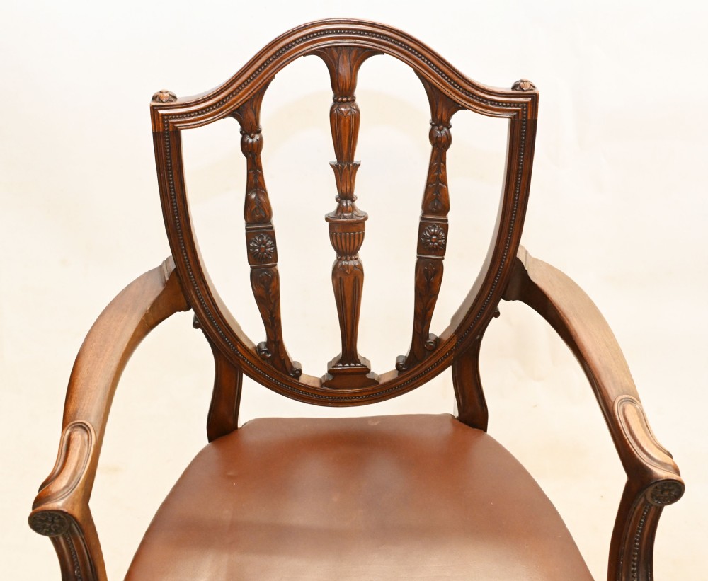 Set Hepplewhite Dining Chairs Antique Mahogany 1880 View V
