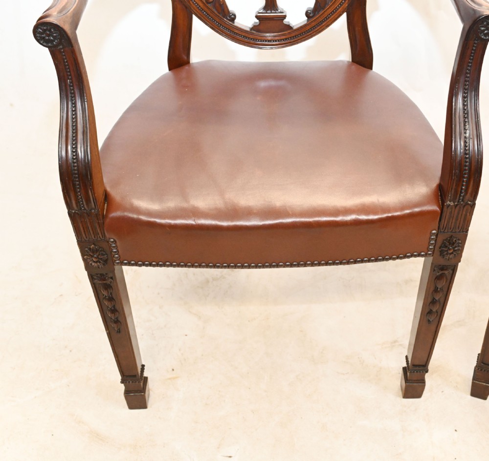 Set Hepplewhite Dining Chairs Antique Mahogany 1880 View VI