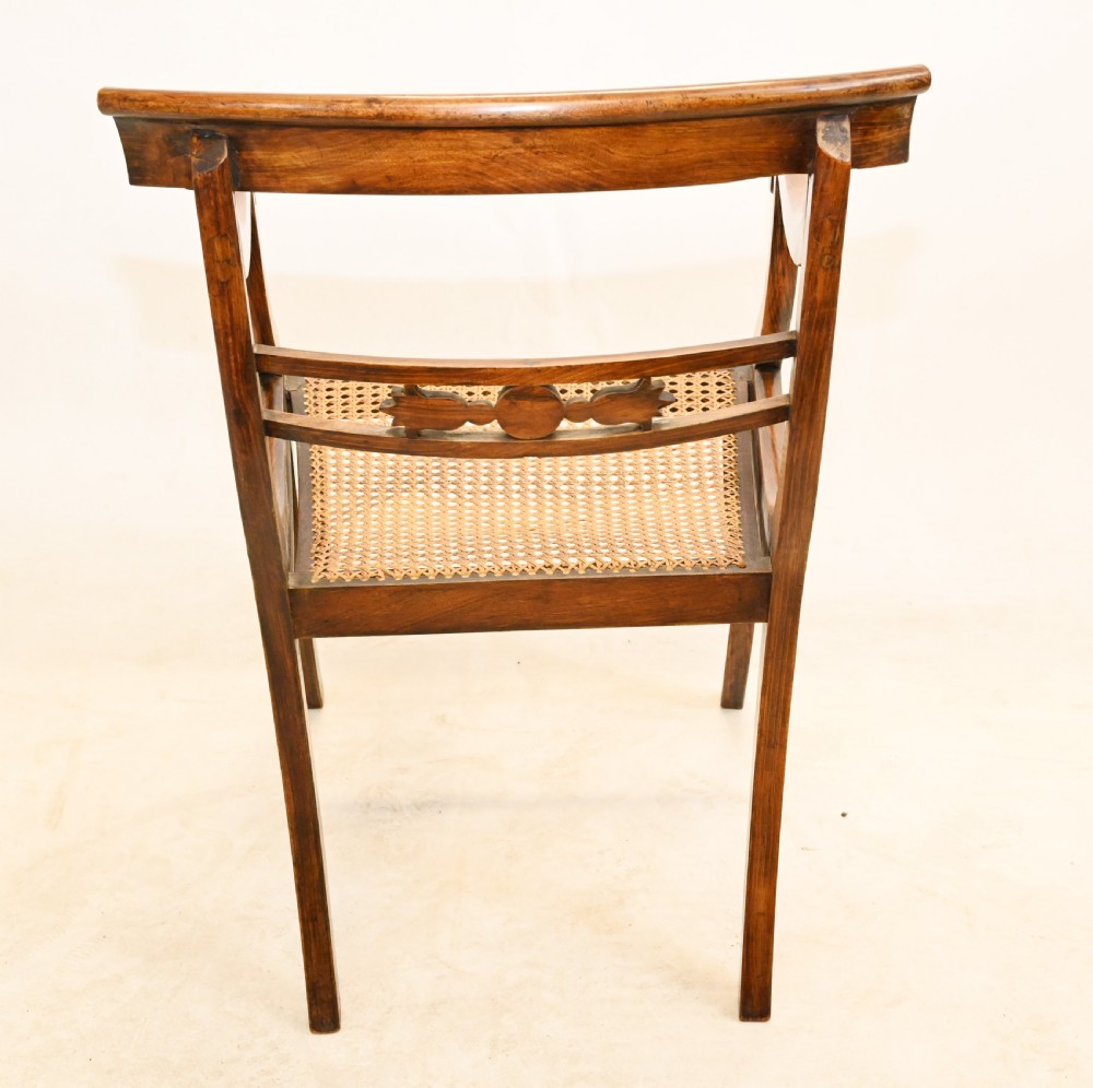 Pair Regency Arm Chairs Brass Inlay 1810 View IX