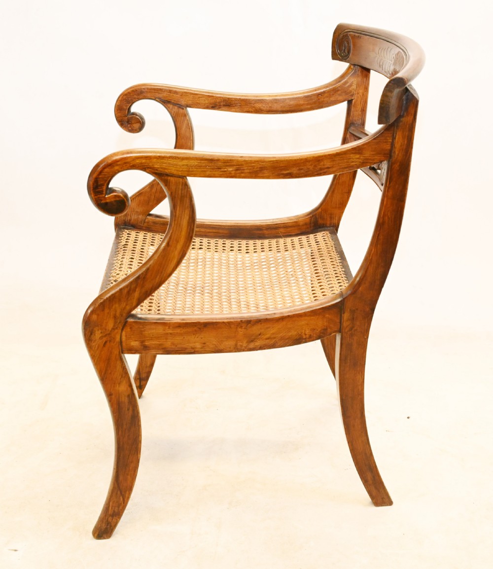 Pair Regency Arm Chairs Brass Inlay 1810 View X