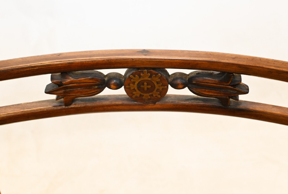 Pair Regency Arm Chairs Brass Inlay 1810 View XII