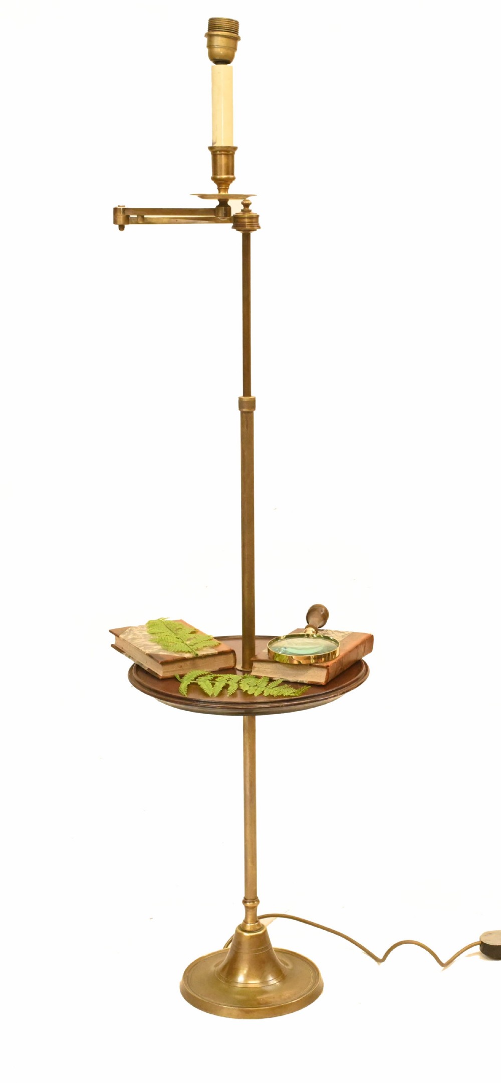 Art Deco Floor Lamp Side Table Brass 