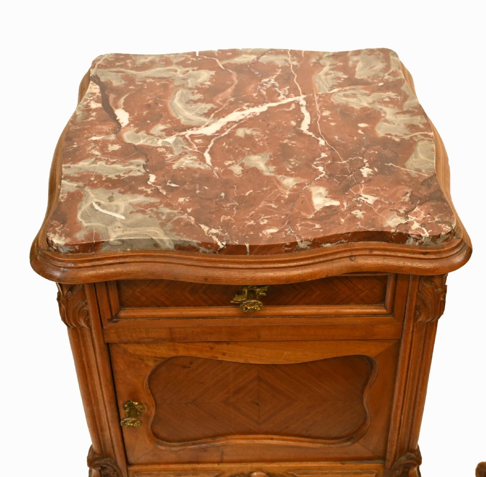 Antique French Nighstands Pair Bedside Cabinets 1900 View III