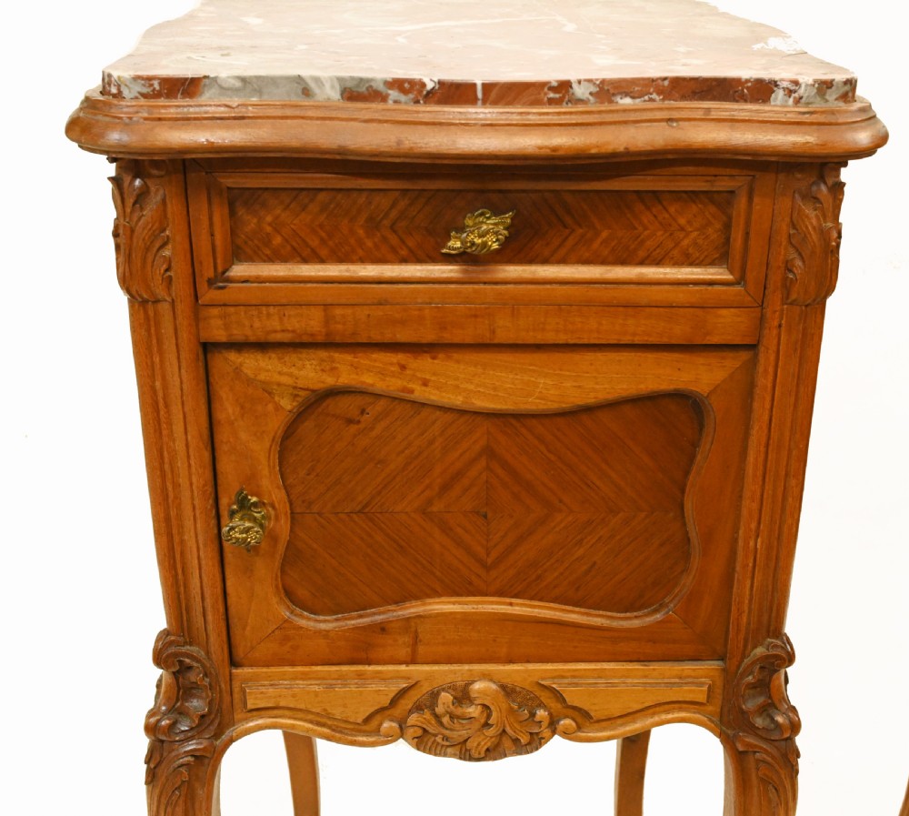 Antique French Nighstands Pair Bedside Cabinets 1900 View IV