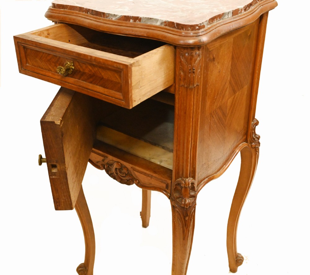 Antique French Nighstands Pair Bedside Cabinets 1900 View VII
