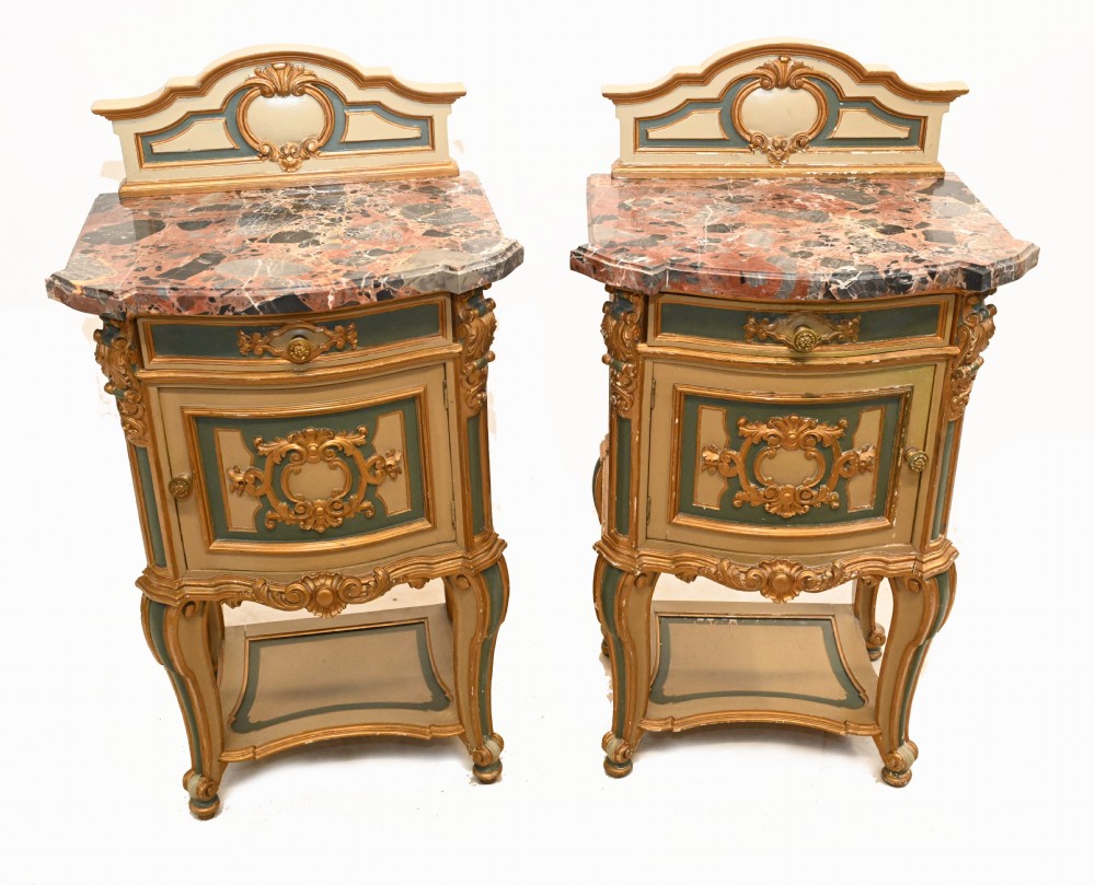 Pair Italian Bedside Chests Antique Nightstands 1880