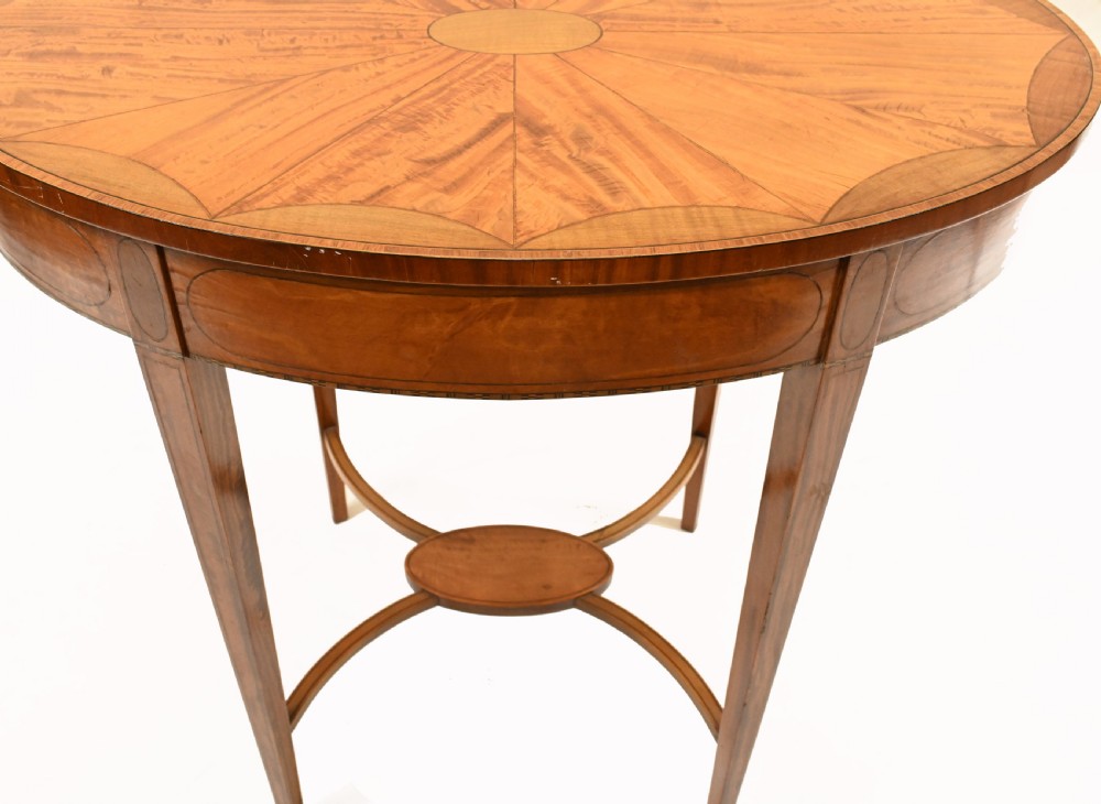 Edwardian Side Table Oval End Tables Satinwood 1910 View III