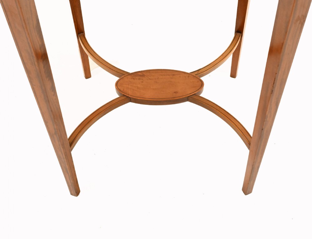 Edwardian Side Table Oval End Tables Satinwood 1910 View IV