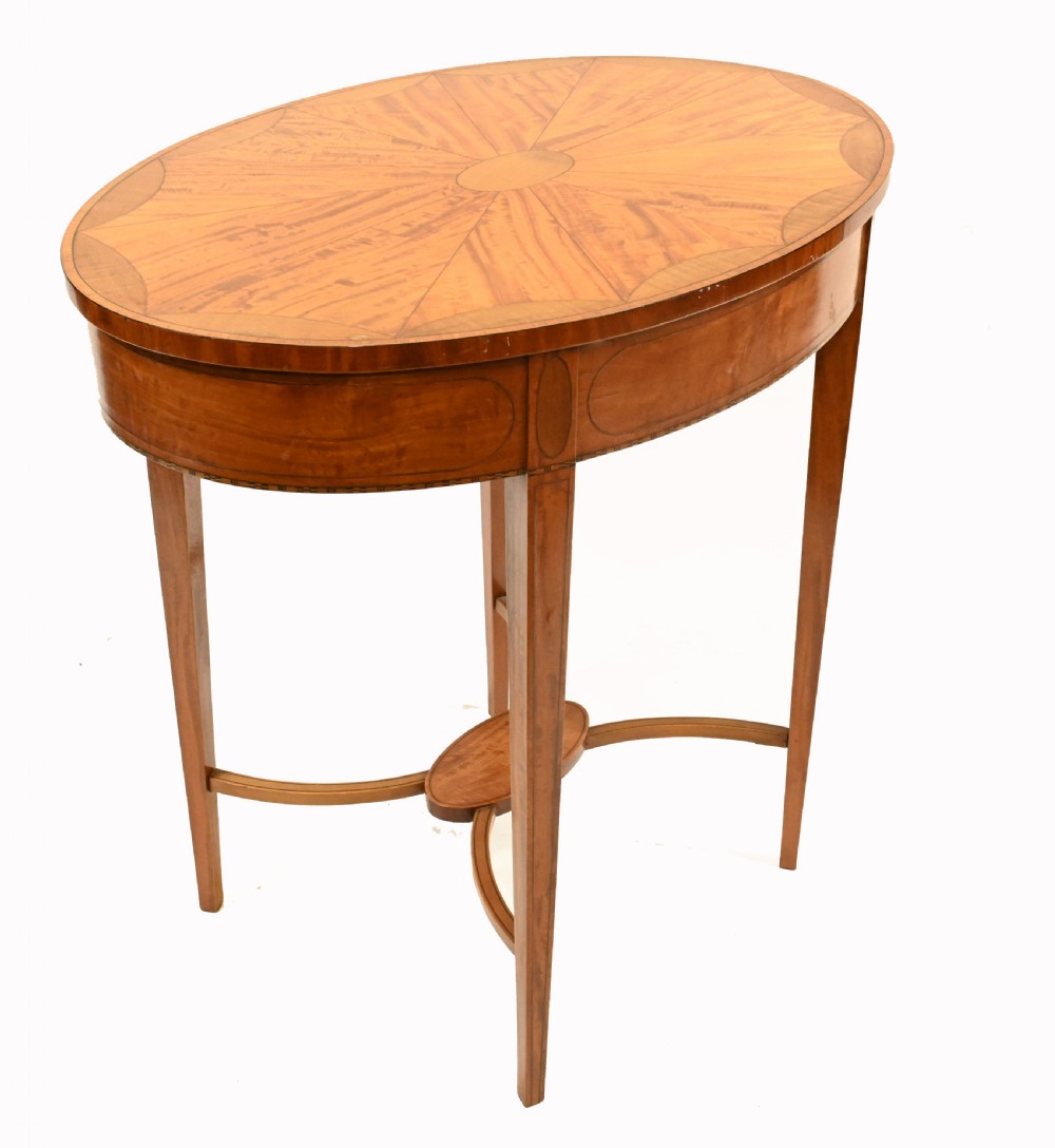 Edwardian Side Table Oval End Tables Satinwood 1910 View V