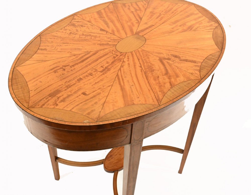 Edwardian Side Table Oval End Tables Satinwood 1910 View VI