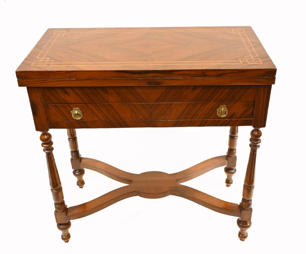 Antique French Card Table Walnut Empire Games