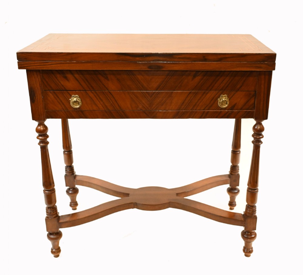 Antique French Card Table Walnut Empire Games View II