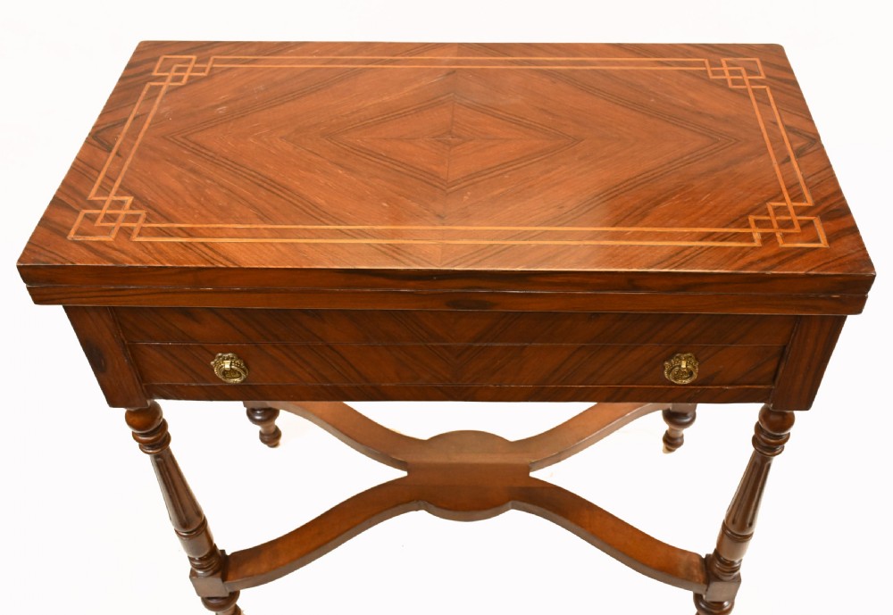 Antique French Card Table Walnut Empire Games View III
