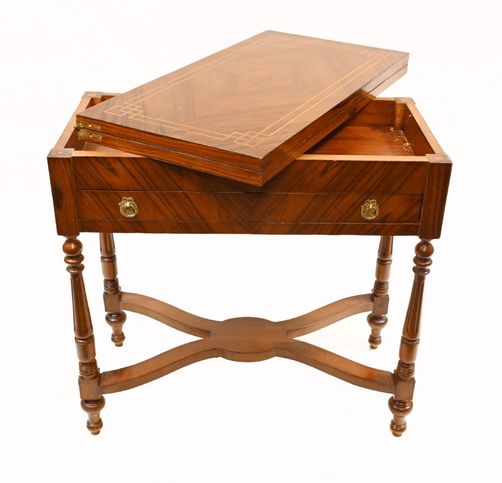 Antique French Card Table Walnut Empire Games View VI