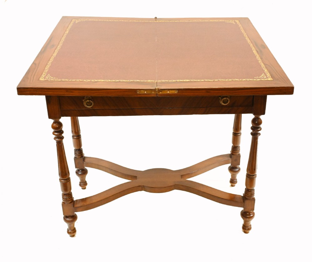 Antique French Card Table Walnut Empire Games View VIII