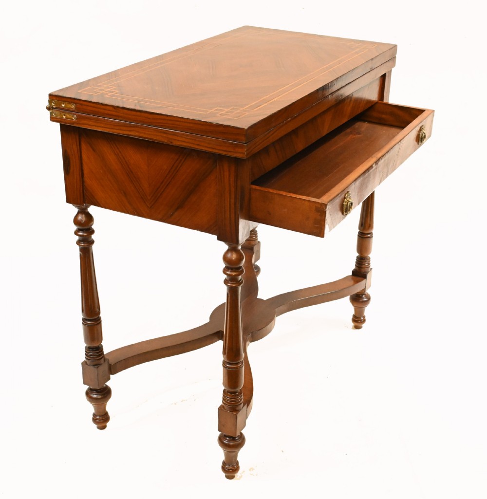 Antique French Card Table Walnut Empire Games View IX