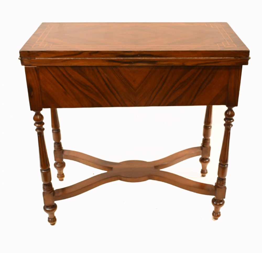 Antique French Card Table Walnut Empire Games View XI