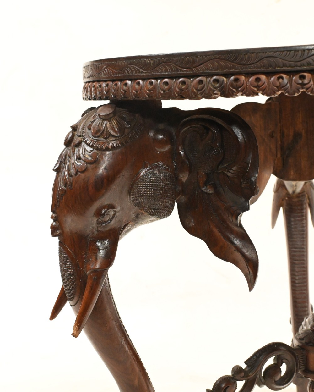 Burmese Table Antique Elephant Leg Side Tables Mayanmar 1890 View II