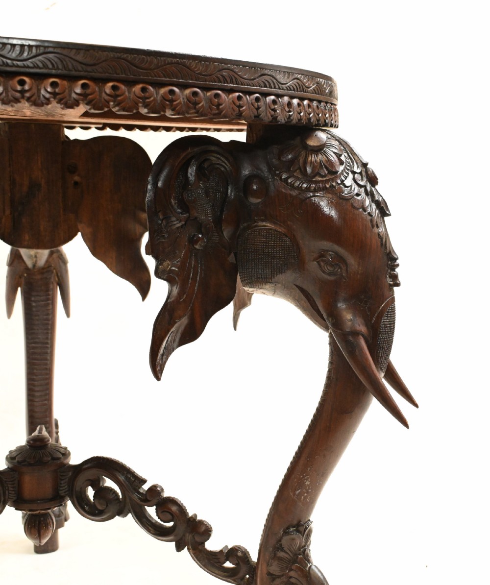 Burmese Table Antique Elephant Leg Side Tables Mayanmar 1890 View IV