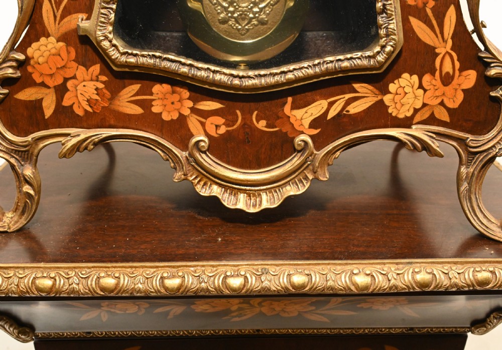 Tiffany Clock On Stand Cabinet Italian Marquetry Inlay Chiming View IV