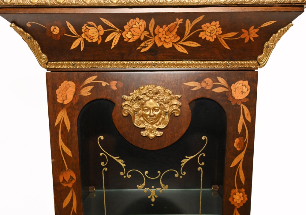 Tiffany Clock On Stand Cabinet Italian Marquetry Inlay Chiming View VII