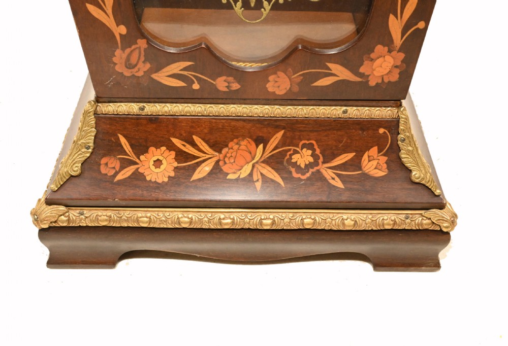 Tiffany Clock On Stand Cabinet Italian Marquetry Inlay Chiming View IX