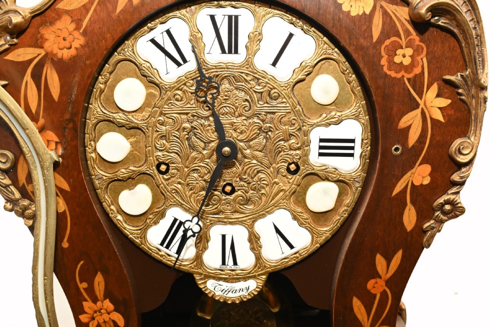 Tiffany Clock On Stand Cabinet Italian Marquetry Inlay Chiming View X