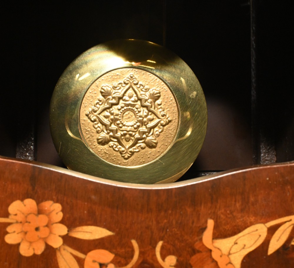 Tiffany Clock On Stand Cabinet Italian Marquetry Inlay Chiming View XI